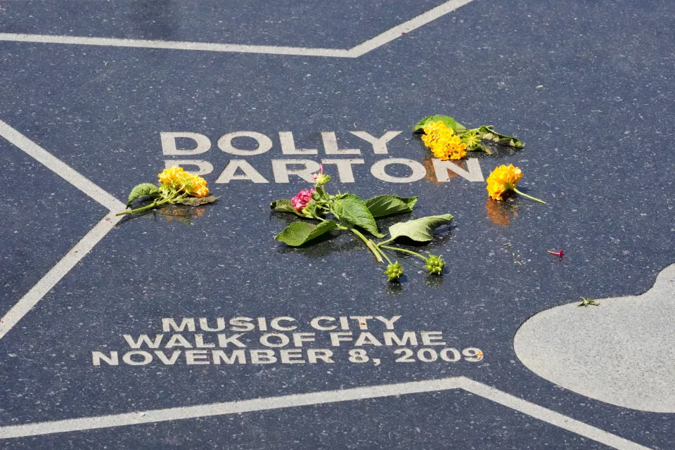 flowers placed dolly partons star